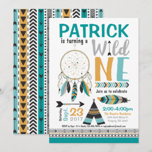 Boys Drocatcher Wild ONE 1e verjaardag Uitnodiging