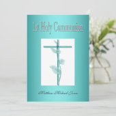 Boys eerste heilige communiqué blauw kaart (Staand voorkant)