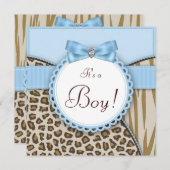 Boys Elegant Safari Baby shower Kaart (Voorkant / Achterkant)