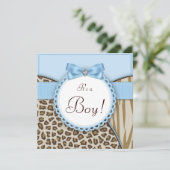 Boys Elegant Safari Baby shower Kaart (Staand voorkant)