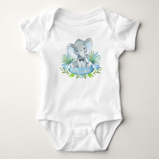 Boys Elephant Baby Shirten Romper (Voorkant)