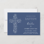 Boys Fancy Baptism Invitation avec Croix (Devant)