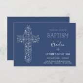 Boys Fancy Baptism Invitation avec Croix (Devant / Derrière)