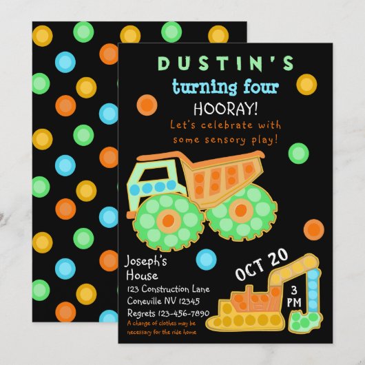 Boys Fidget Party Sensory Play Kaart (Voorkant / Achterkant)