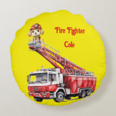 Boy's Fire Fighter Rond Kussen (Achterkant)
