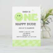 BOYS FIRST BIRTHDAY INVITATION ONE HAPPY DUDE  (Debout devant)