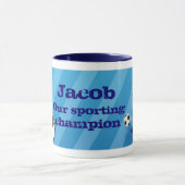 Boys football champion mok blauw (Midden)