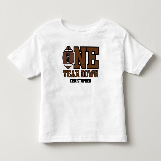 Boys Football First Year Down 1st Birthday Party Kinder Shirts (Voorkant)