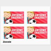 Boys football nom de football rouge id étiquette a (Feuille)