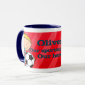 Boys football voetbal held mok red (Voorkant links)