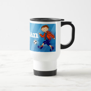 Boys football voetbal naam 6 letter mok blauw