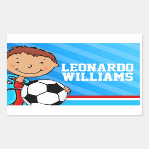 Boys football voetbal naam blauwe id label sticker