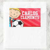 Boys football voetbal naam rood id label sticker (Tas)