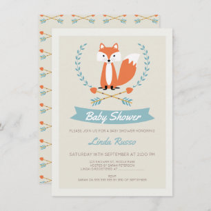 Boys Fox en Arrows Baby shower Invitation Kaart