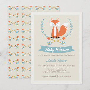 Boys Fox Et Flèches Baby shower Invitation