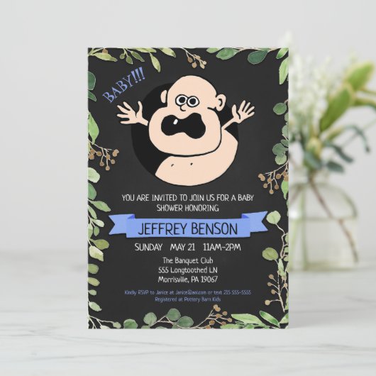 Boys Fun Baby shower Invitation (Debout devant)
