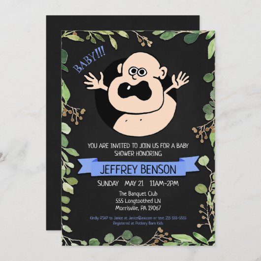 Boys Fun Baby shower Invitation (Devant / Derrière)