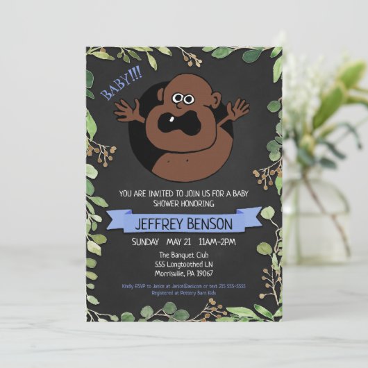 Boys Fun Baby shower Invitation (Debout devant)