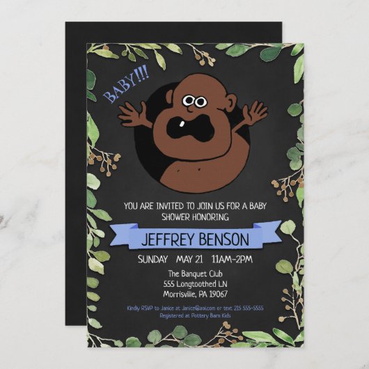 Boys Fun Baby shower Invitation (Devant / Derrière)