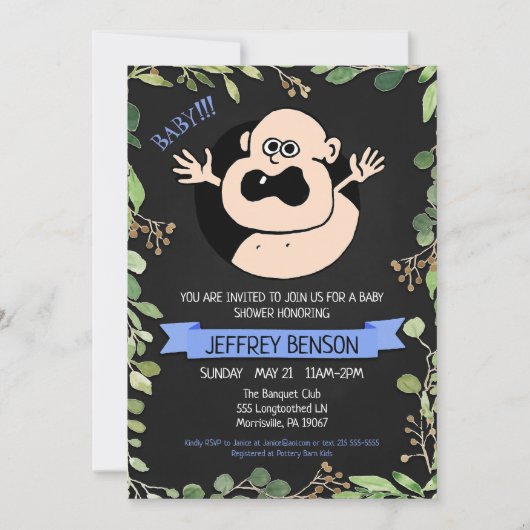 Boys Fun Baby shower Invitation Aankondiging (Voorkant)