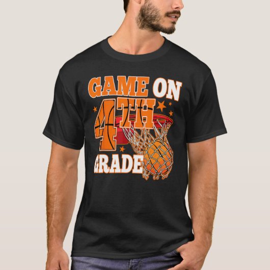 Boys Game On 4th Grade Basketball Back To School T T-shirt (Voorkant)