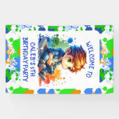 Boy's Gaming Welkom gepersonaliseerde verjaardag Spandoek (Horizontaal)