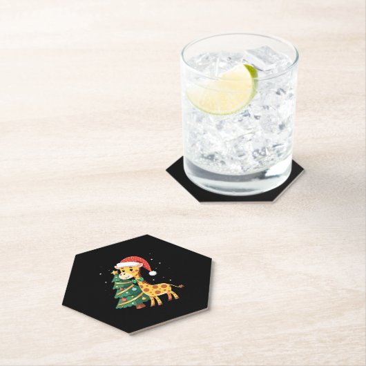 Boys Girls Santa Claus Riding Giraffe Sleigh Ugly Kartonnen Onderzetters (Insitu)