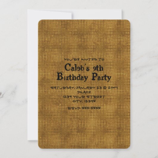 Boys Gold Grunge Chic Anniversaire Invitations (Devant)