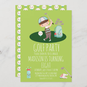 Boys Golf Cute Anniversaire Fête Invitation
