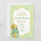 Boys Green Dinosaur Baby shower Oeuf Invitation (Devant)