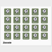 Boys Green Soccer Sporty Kids Bookplate Vierkante Sticker (Vel)