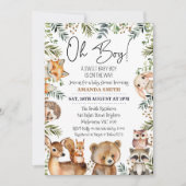 Boys Green Woodland Baby shower Invitation (Devant)
