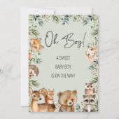 Boys Green Woodland Baby shower Invitation (Dos)