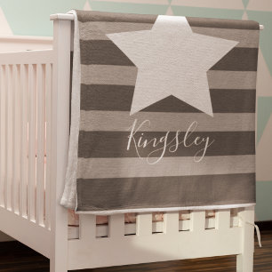 Boys Grey Star Baby Milestone Fleece Deken