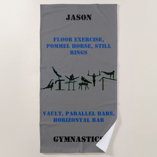 Boys Gymnastics Beach Towel met zijn naam Strandlaken (Voorkant)