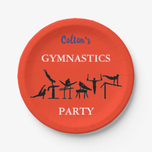 Boys Gymnastics Birthday Party Borden met zijn naa Papieren Bordje