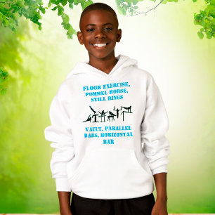 Boys Gymnastics Events Hoodie met zijn naam op de 