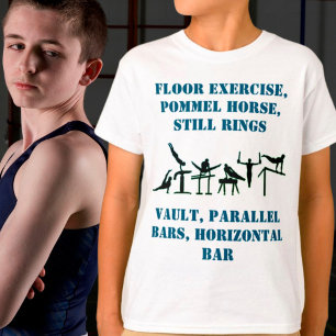 Boys Gymnastics Events T-Shirt met zijn naam op ac