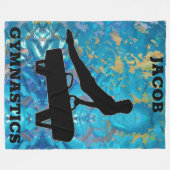 Boys Gymnastics Green Blue Pommel Horse Fleece Deken (Voorkant (Horizontaal))
