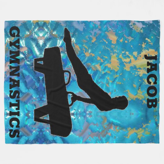 Boys Gymnastics Green Blue Pommel Horse Fleece Deken (Voorkant (Horizontaal))