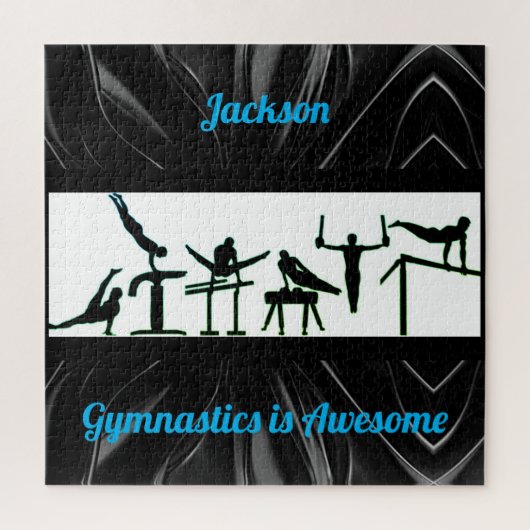 Boys Gymnastics Puzzle met zijn naam! Legpuzzel (Verticaal)