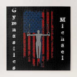 Boys Gymnastics Rings Distress American Flag Legpuzzel