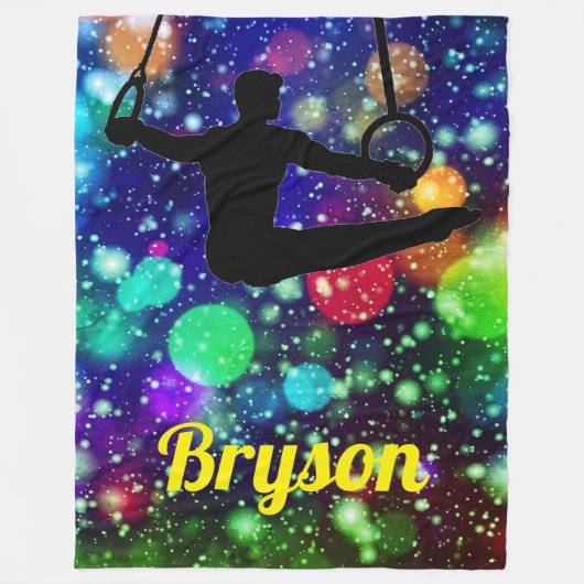 Boys Gymnastics Rings Personalized Fleece Deken (Voorkant)