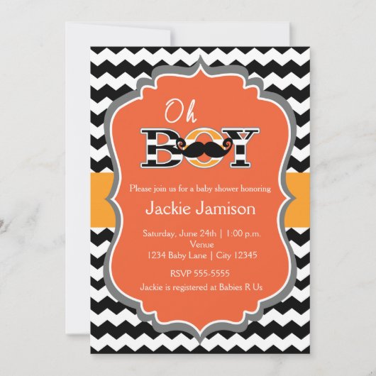 Boys Halloween Chevron Baby shower Invitation (Devant)