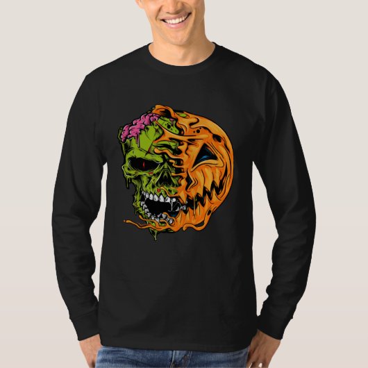 Boys Halloween Pumpkin Skull Zombie T-shirt (Voorkant)