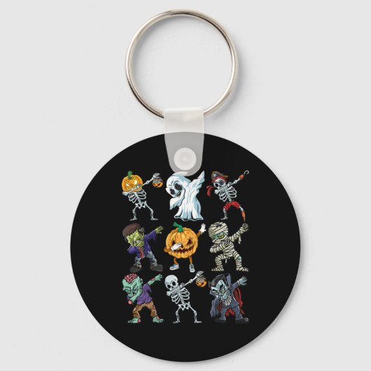 Boys Halloween Skeleton Jack O Lantern Zombie Dab Sleutelhanger (Voorkant)