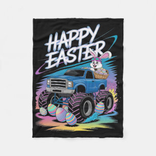 Boys Happy Easter Monster Truck Easter Egdle Toddl Fleece Deken