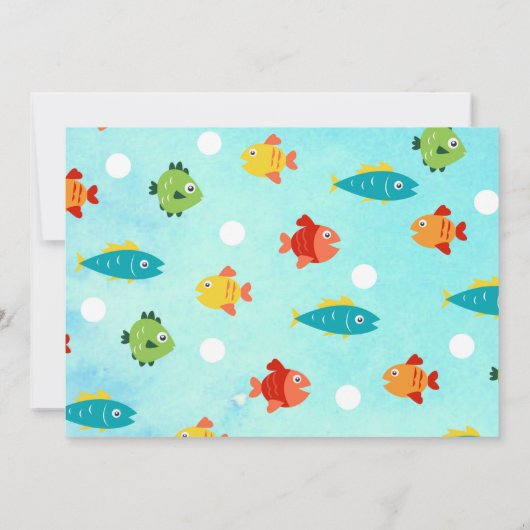 Boy's His O-fish-al 1er anniversaire Invitations (Dos)