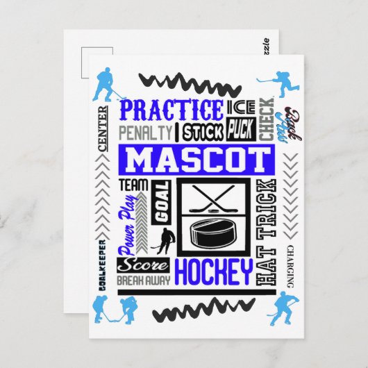 Boys Hockey Terminology in Blue Briefkaart (Voorkant / Achterkant)