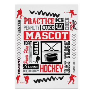 Boys Hockey Terminology in Red Perfect Poster